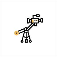 A camera on a tripod icon vector