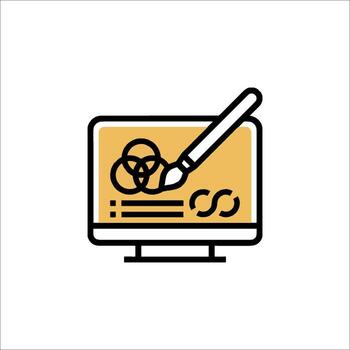 A computer screen with a pencil and a paper vector