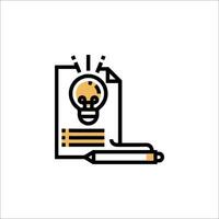A light bulb and a pen on a paper vector