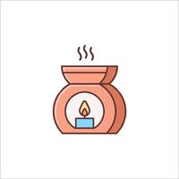 A candle burning in a pot icon vector