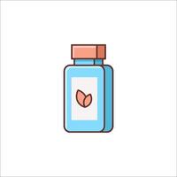 A bottle of medicine with a leaf on it vector