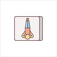 A man doing yoga on a mat icon vector