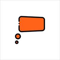 A speech bubble icon with a black outline vector