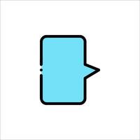 A blue square icon with a speech bubble vector
