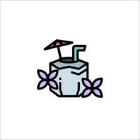 A drink with a straw and flowers in it vector