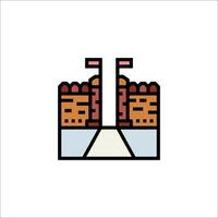 A castle icon with a tower and a gate vector
