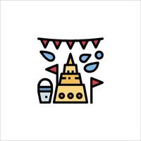 A line drawing of a pagoda and other items vector