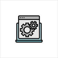 A computer with gears on it vector