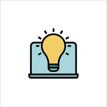 An icon of a light bulb on a computer screen vector