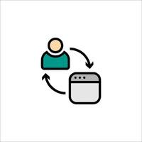 A person is connected to a computer and a computer is connected to a person vector