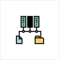 A file server icon with a folder and a computer vector