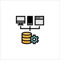 A computer and a server are connected to each other vector