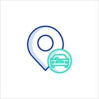 A car icon with a map pointer vector