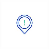 A map pin with an exclamation mark on it vector