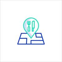 A restaurant icon with a map and a fork and knife vector