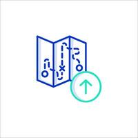 A map with an arrow pointing to it vector
