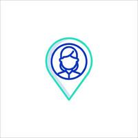 A map pin with a woman's face on it vector