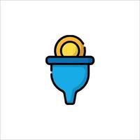 A blue cup with a coin in it vector