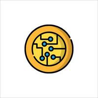 A pizza icon with a circuit board on it vector