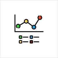 A graph chart icon with a line and a bar vector