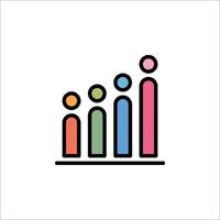 A colorful bar chart icon with people on it vector