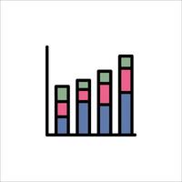 A bar chart with a line going up vector
