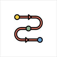 A line of arrows pointing to a single point vector