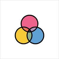 A colorful venn diagram with three circles vector