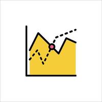 A graph chart with a line going up and down vector