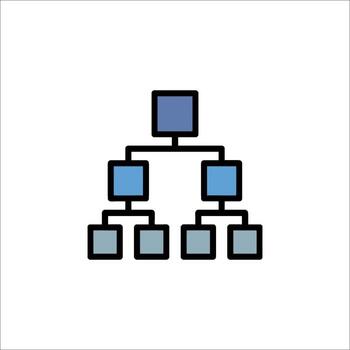 An icon of a tree with four squares vector