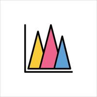 A colorful icon of a graph with three peaks vector