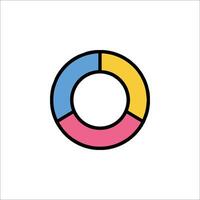A colorful circle icon with a pie chart vector
