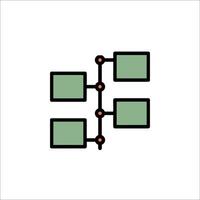 A diagram of a process flow with four squares vector
