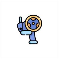 A cartoon movie camera icon on a white background vector