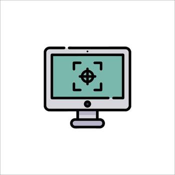A computer monitor with a camera icon vector