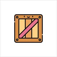 A wooden box with a pink stripe on it vector
