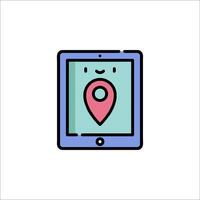 A tablet with a map pin on it vector