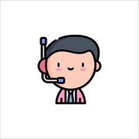A cartoon character with a headset on his head vector