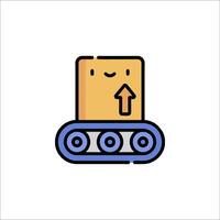 A cartoon character holding a box with an arrow vector