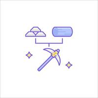 A line drawing of a hammer and a shovel vector