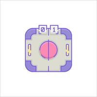 A square button with a pink and purple design vector