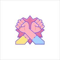 Two hands holding each other in a star shape vector