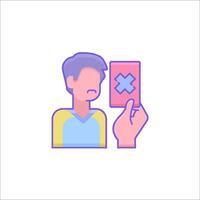 A man holding a phone with an x on it vector