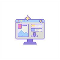 A computer screen with a star on it vector
