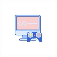 A computer monitor with a game controller and a computer vector