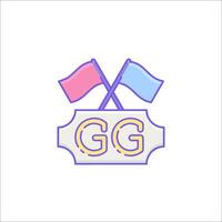 The logo for gg is shown with two flags vector