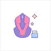 Mouse icon with a purple and pink background vector