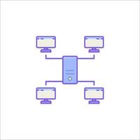 A computer with multiple monitors connected to it vector