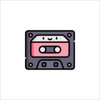 A cassette player icon with a smiley face vector
