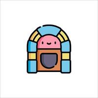 A cute little cartoon character sitting in a chair vector